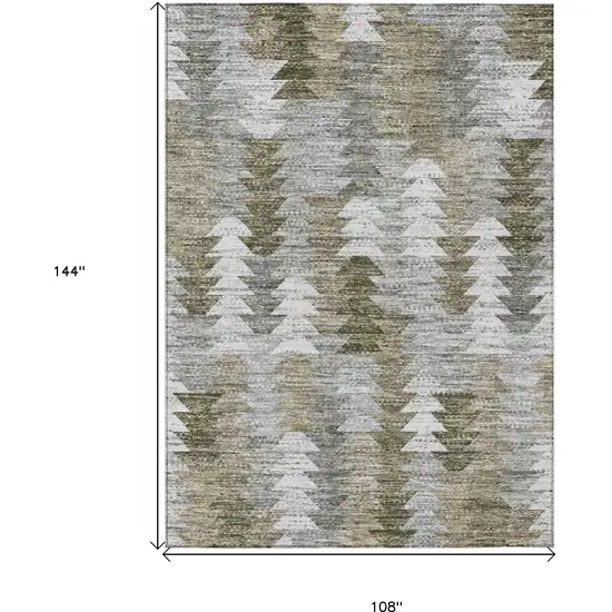 Brown Beige And Gray Geometric Washable Indoor Outdoor Area Rug Photo 3