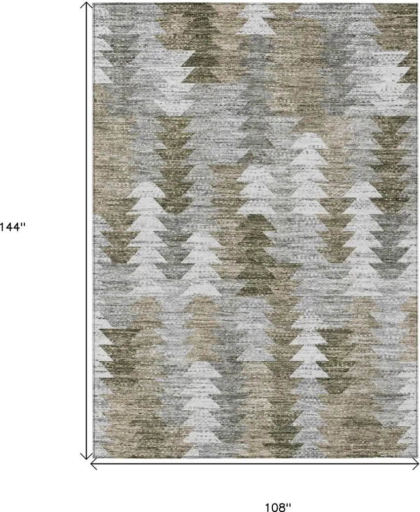 Brown Beige And Gray Geometric Washable Indoor Outdoor Area Rug Photo 3