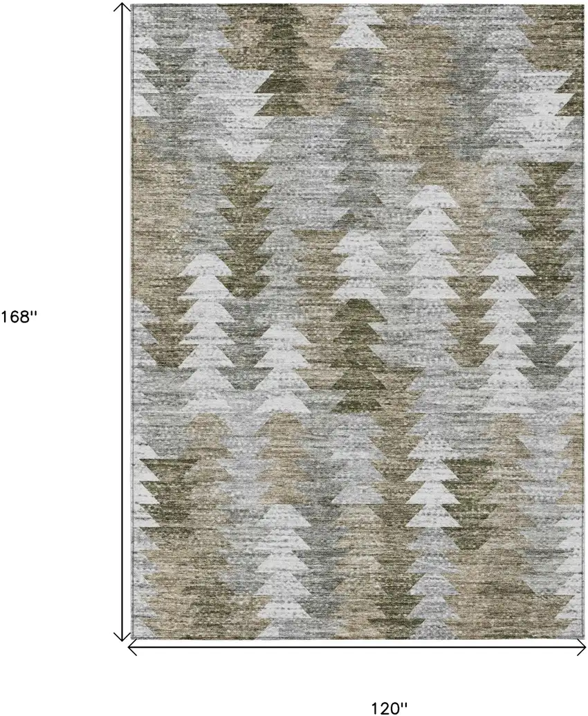 Brown Beige And Gray Geometric Washable Indoor Outdoor Area Rug Photo 3