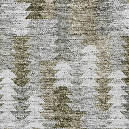 Brown Beige And Gray Geometric Washable Indoor Outdoor Area Rug Photo 5