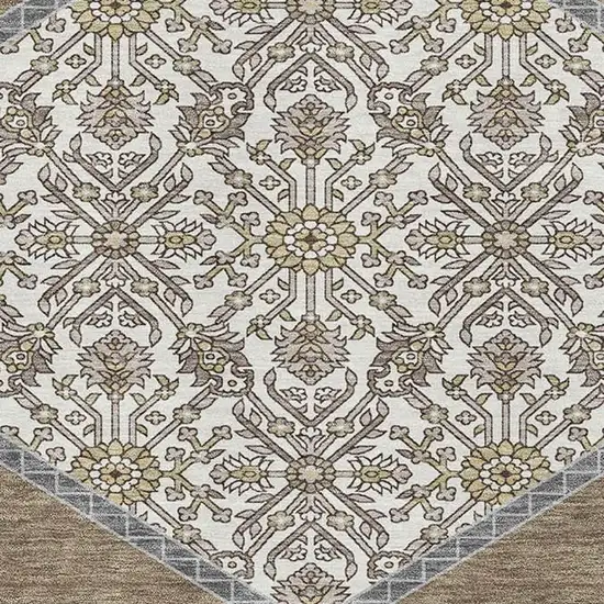 Brown Beige And Gray Oriental Washable Area Rug With UV Protection Photo 2