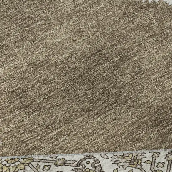 Brown Beige And Gray Oriental Washable Area Rug With UV Protection Photo 9