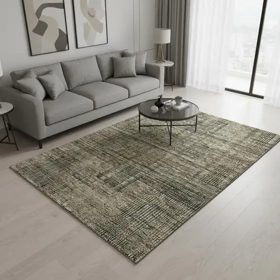 Brown Beige And Gray Striped Washable Area Rug With UV Protection Photo 2