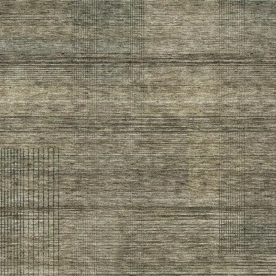 Brown Beige And Gray Striped Washable Area Rug With UV Protection Photo 3