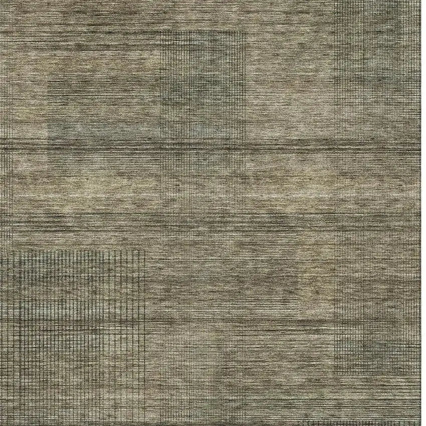 Brown Beige And Gray Striped Washable Area Rug With UV Protection Photo 4