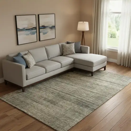 Brown Beige And Gray Striped Washable Area Rug With UV Protection Photo 1