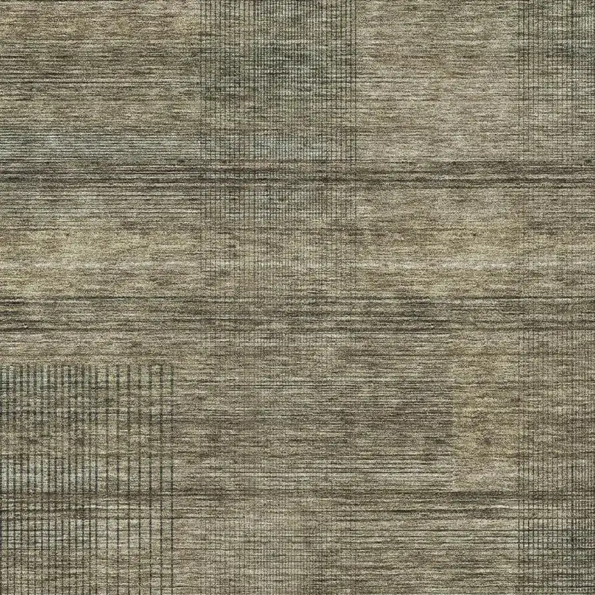 Brown Beige And Gray Striped Washable Area Rug With UV Protection Photo 3