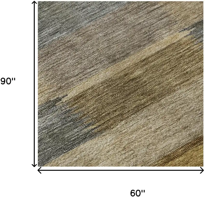 Brown Beige And Gray Striped Washable Area Rug With UV Protection Photo 8