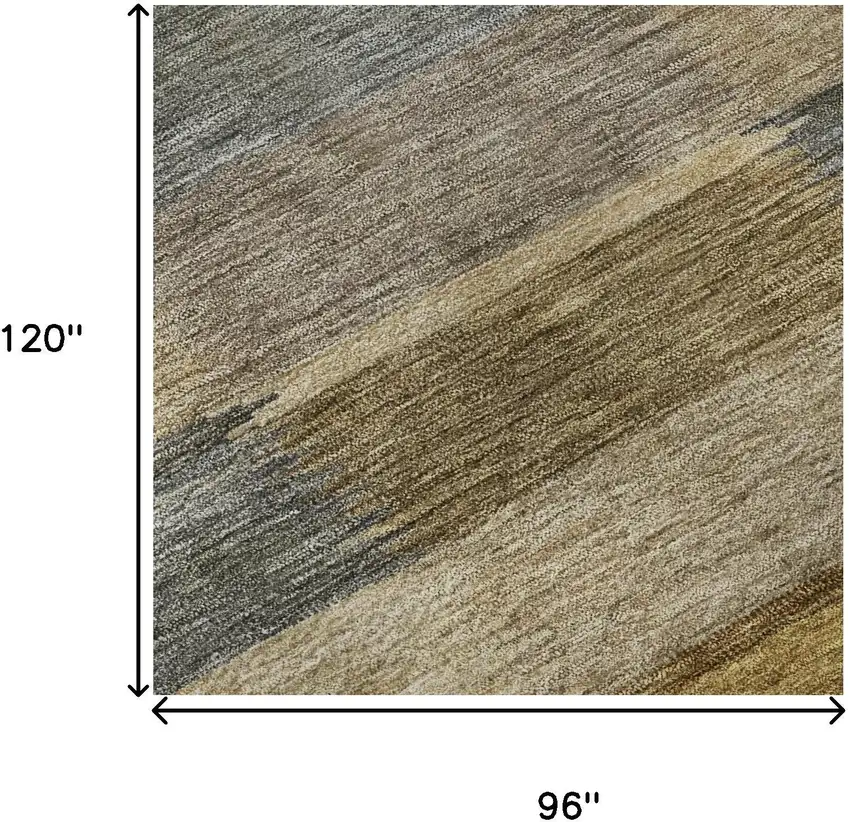 Brown Beige And Gray Striped Washable Area Rug With UV Protection Photo 8