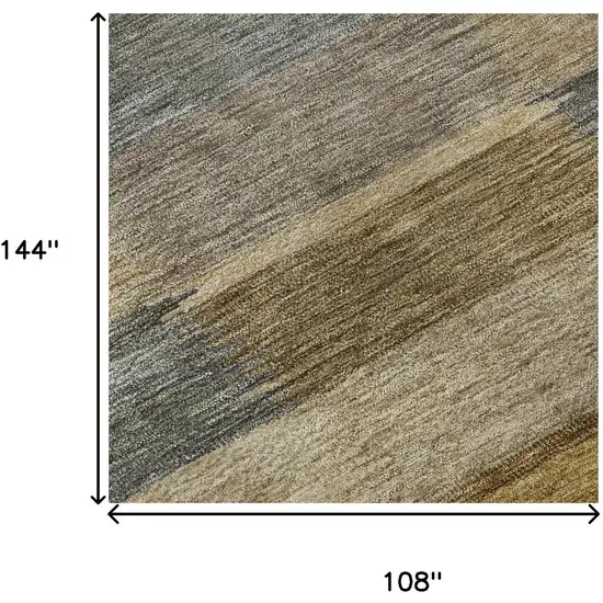 Brown Beige And Gray Striped Washable Area Rug With UV Protection Photo 8