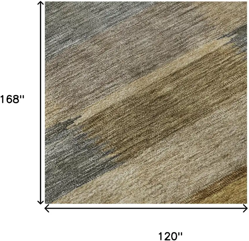 Brown Beige And Gray Striped Washable Area Rug With UV Protection Photo 8