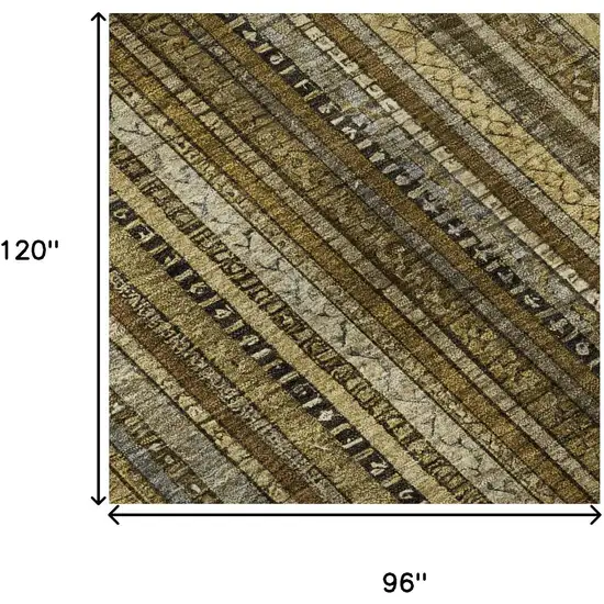 Brown Beige And Gray Striped Washable Area Rug With UV Protection Photo 8