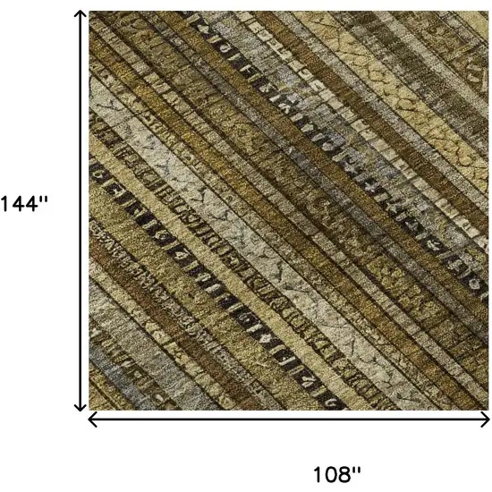 Brown Beige And Gray Striped Washable Area Rug With UV Protection Photo 8