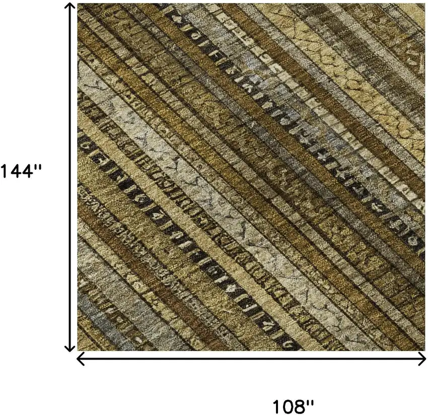 Brown Beige And Gray Striped Washable Area Rug With UV Protection Photo 8