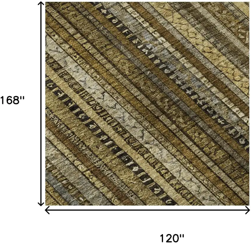 Brown Beige And Gray Striped Washable Area Rug With UV Protection Photo 8