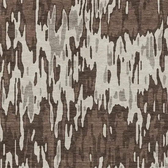 Brown Beige And Gray Striped Washable Indoor Outdoor Area Rug Photo 5