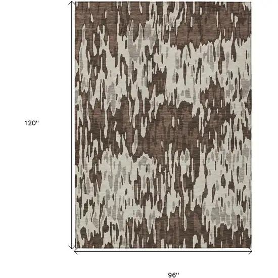 Brown Beige And Gray Striped Washable Indoor Outdoor Area Rug Photo 3