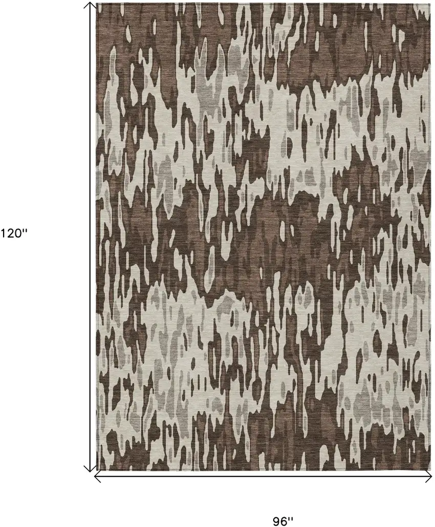 Brown Beige And Gray Striped Washable Indoor Outdoor Area Rug Photo 3