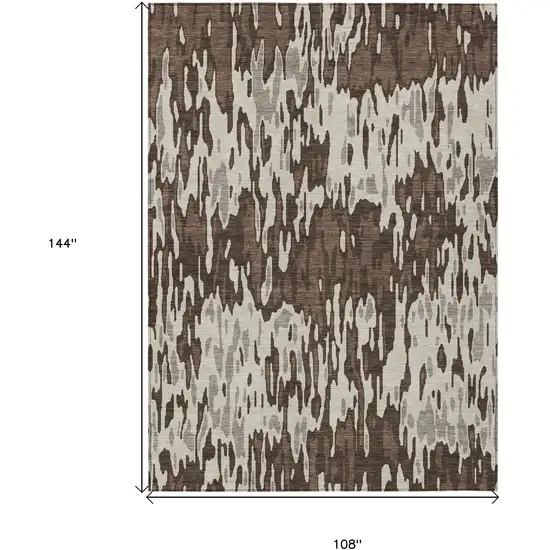 Brown Beige And Gray Striped Washable Indoor Outdoor Area Rug Photo 3