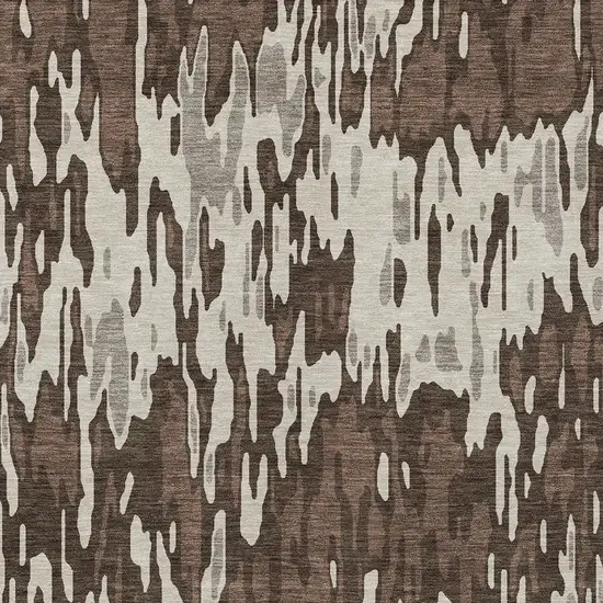 Brown Beige And Gray Striped Washable Indoor Outdoor Area Rug Photo 5