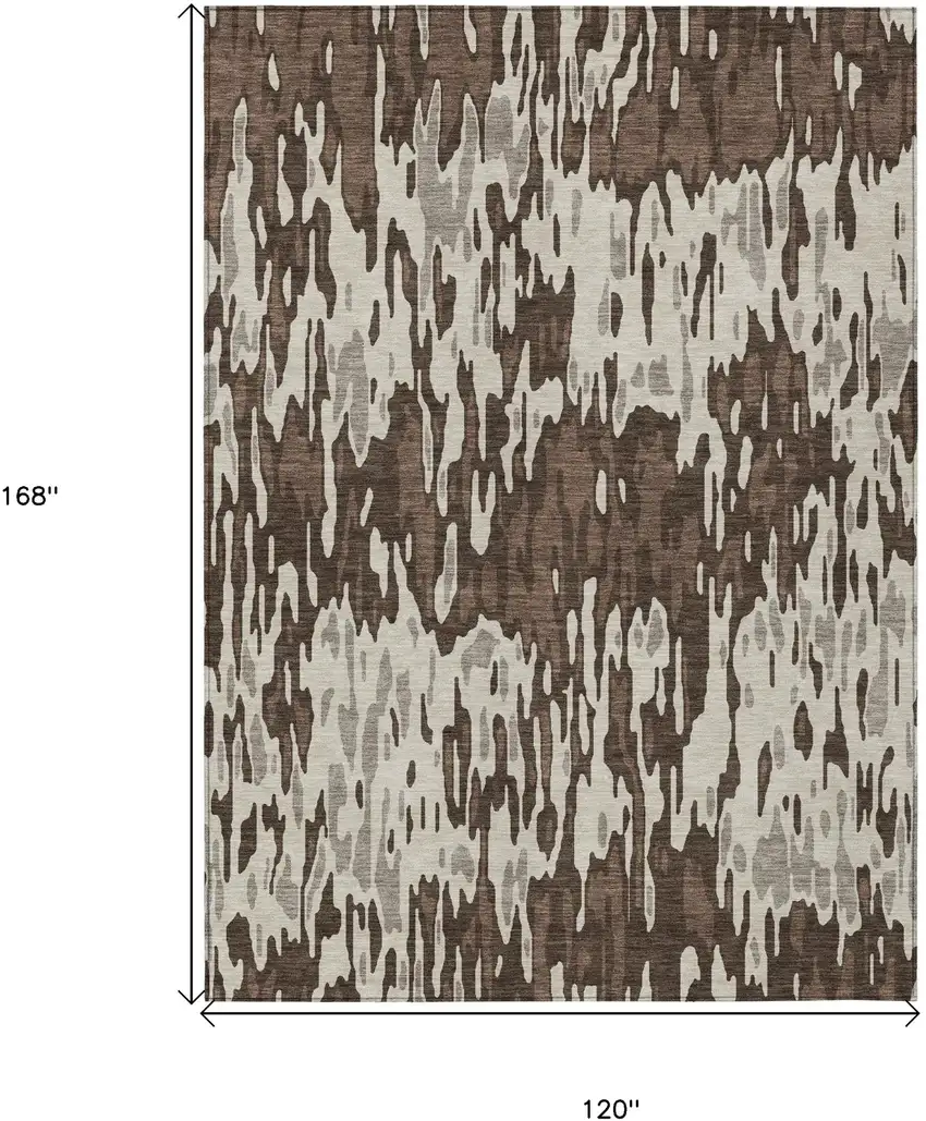 Brown Beige And Gray Striped Washable Indoor Outdoor Area Rug Photo 3