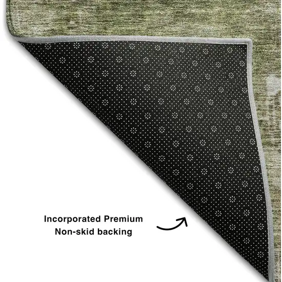 Brown Beige And Green Abstract Washable Area Rug With UV Protection Photo 6