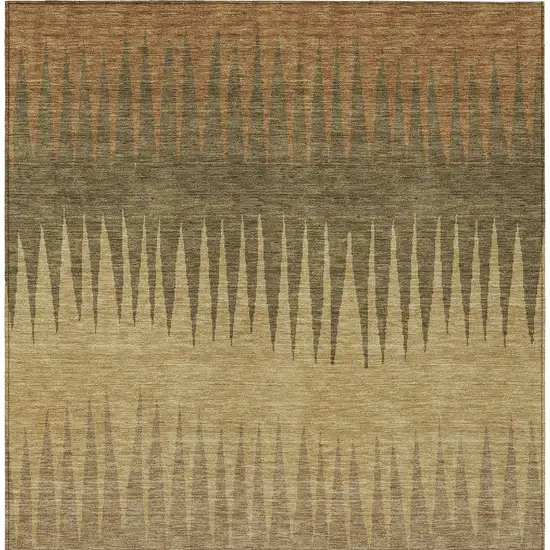 Brown Beige And Green Striped Washable Indoor Outdoor Area Rug Photo 6