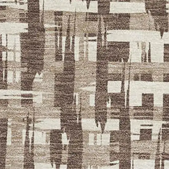 Brown Beige And Ivory Abstract Geometric Washable Area Rug With UV Protection Photo 2