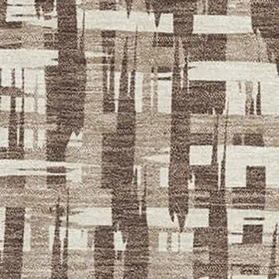 Brown Beige And Ivory Abstract Geometric Washable Area Rug With UV Protection Photo 2