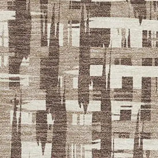 Brown Beige And Ivory Abstract Geometric Washable Area Rug With UV Protection Photo 2
