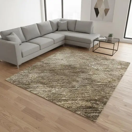 Brown Beige And Ivory Abstract Washable Area Rug With UV Protection Photo 2