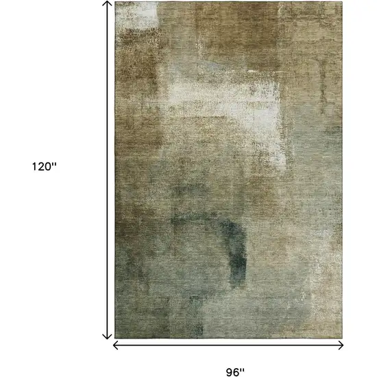 Brown Beige And Ivory Abstract Washable Area Rug With UV Protection Photo 3