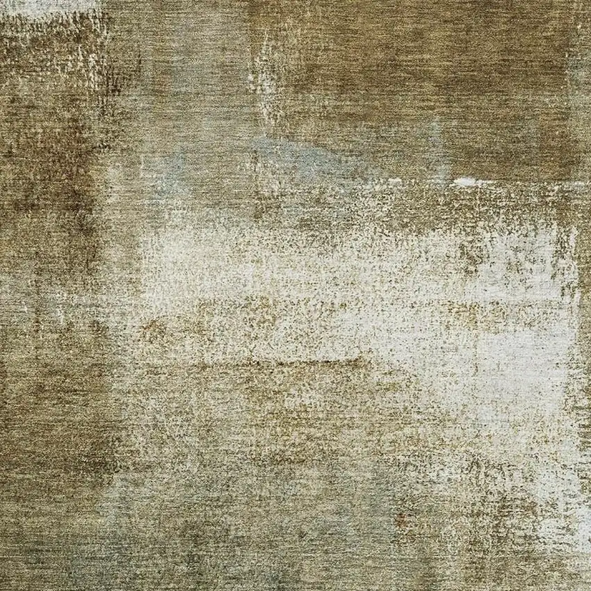 Brown Beige And Ivory Abstract Washable Area Rug With UV Protection Photo 3