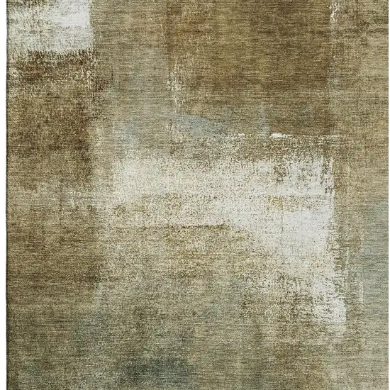 Brown Beige And Ivory Abstract Washable Area Rug With UV Protection Photo 4