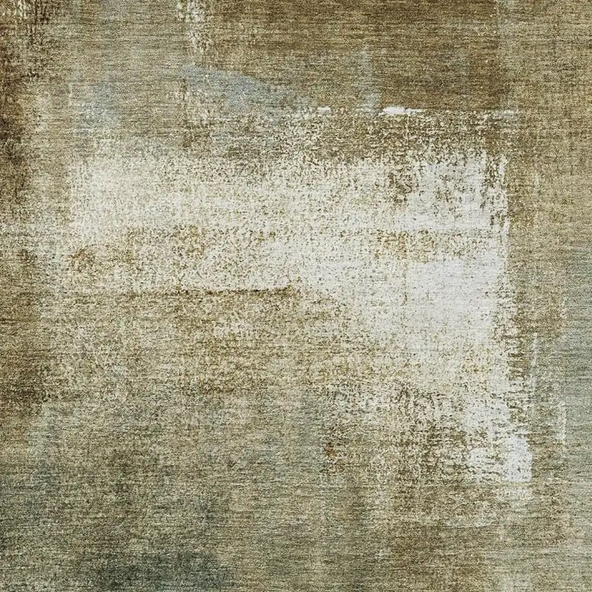 Brown Beige And Ivory Abstract Washable Area Rug With UV Protection Photo 3