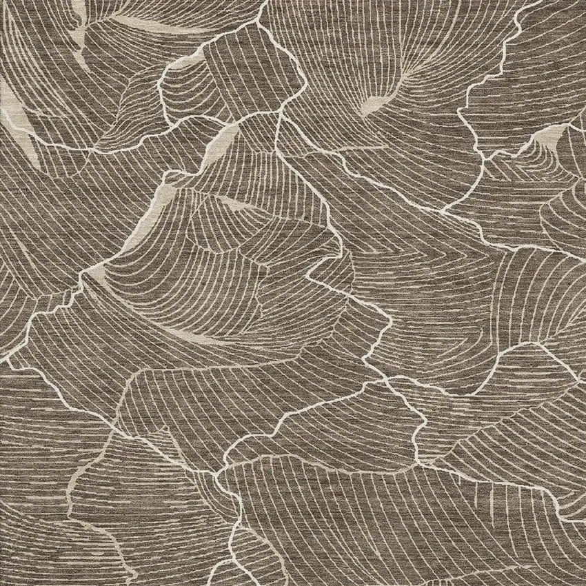 Brown Beige And Ivory Abstract Washable Area Rug With UV Protection Photo 2