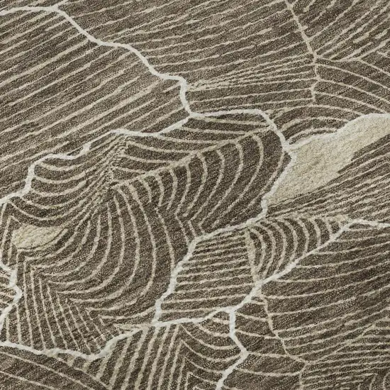 Brown Beige And Ivory Abstract Washable Area Rug With UV Protection Photo 9