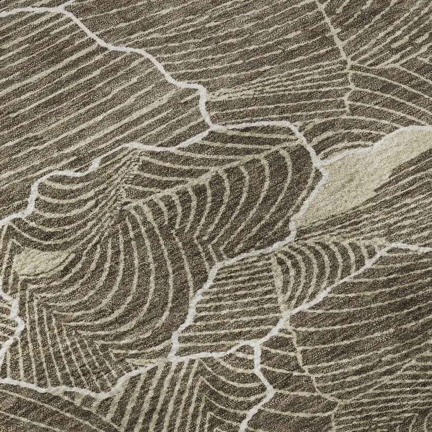 Brown Beige And Ivory Abstract Washable Area Rug With UV Protection Photo 9