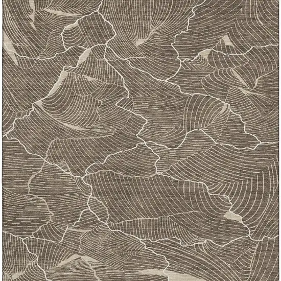 Brown Beige And Ivory Abstract Washable Area Rug With UV Protection Photo 3