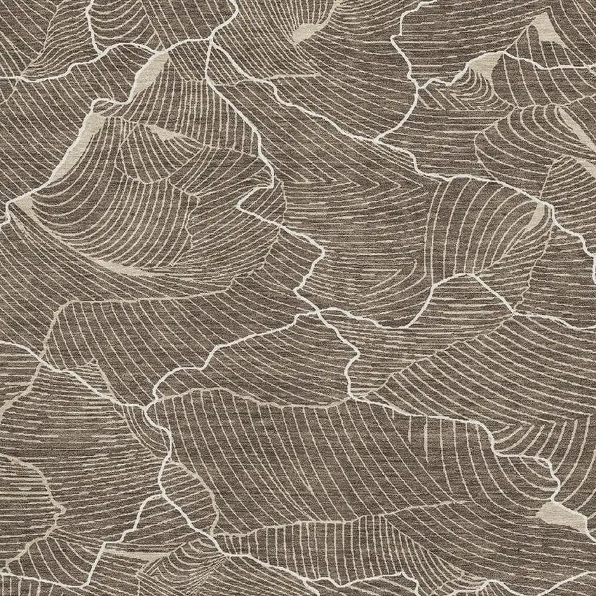 Brown Beige And Ivory Abstract Washable Area Rug With UV Protection Photo 2