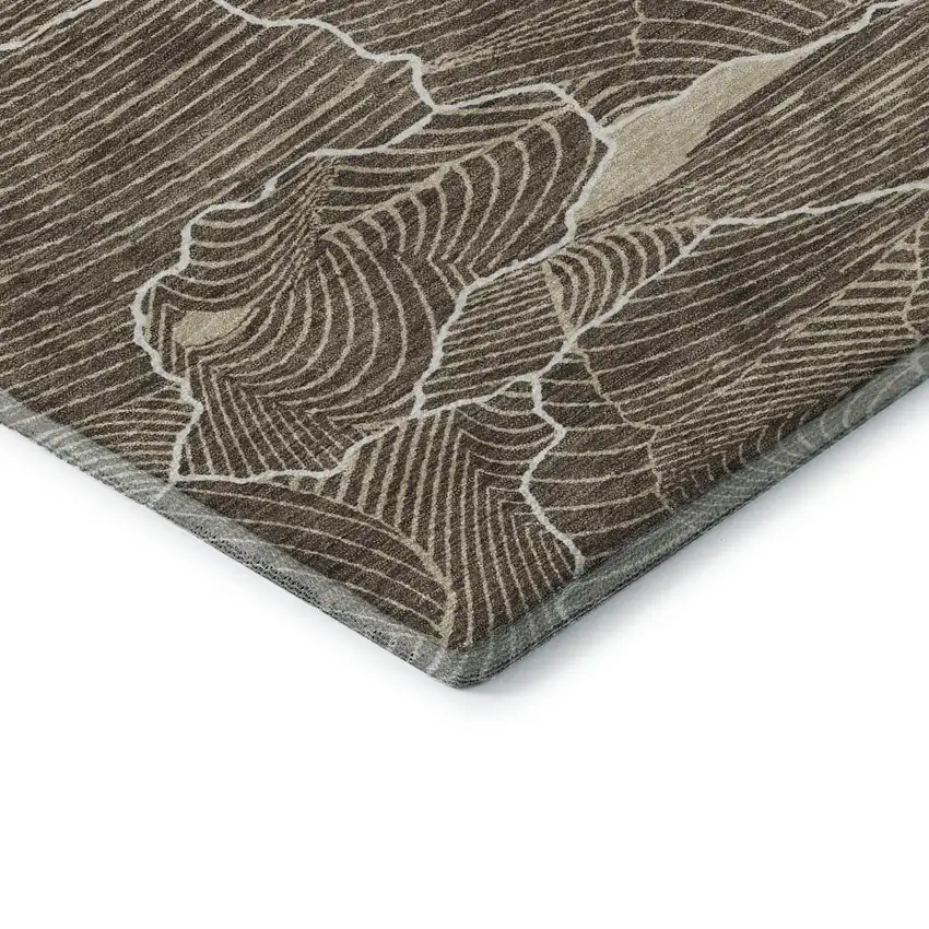 Brown Beige And Ivory Abstract Washable Area Rug With UV Protection Photo 6