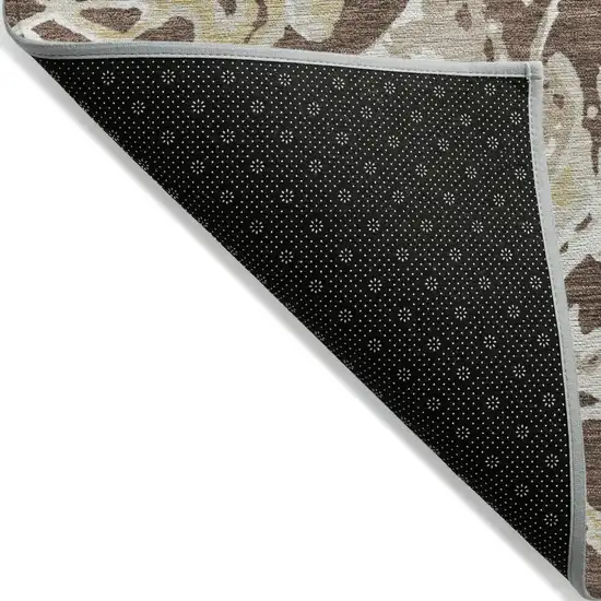 Brown Beige And Ivory Abstract Washable Indoor Outdoor Area Rug Photo 4