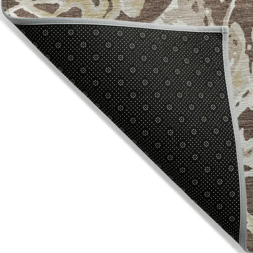Brown Beige And Ivory Abstract Washable Indoor Outdoor Area Rug Photo 4