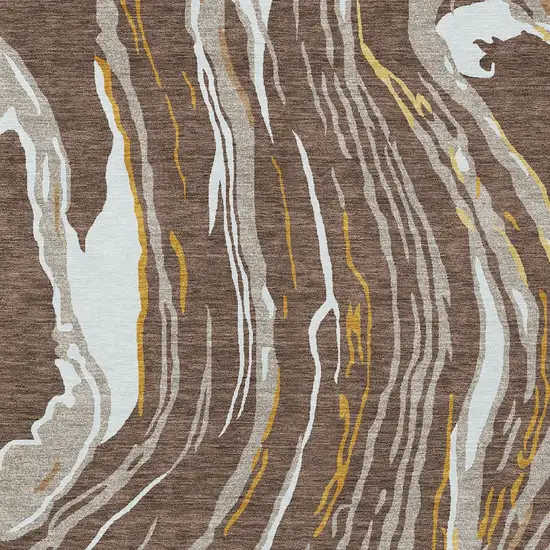 Brown Beige And Ivory Abstract Washable Indoor Outdoor Area Rug Photo 7