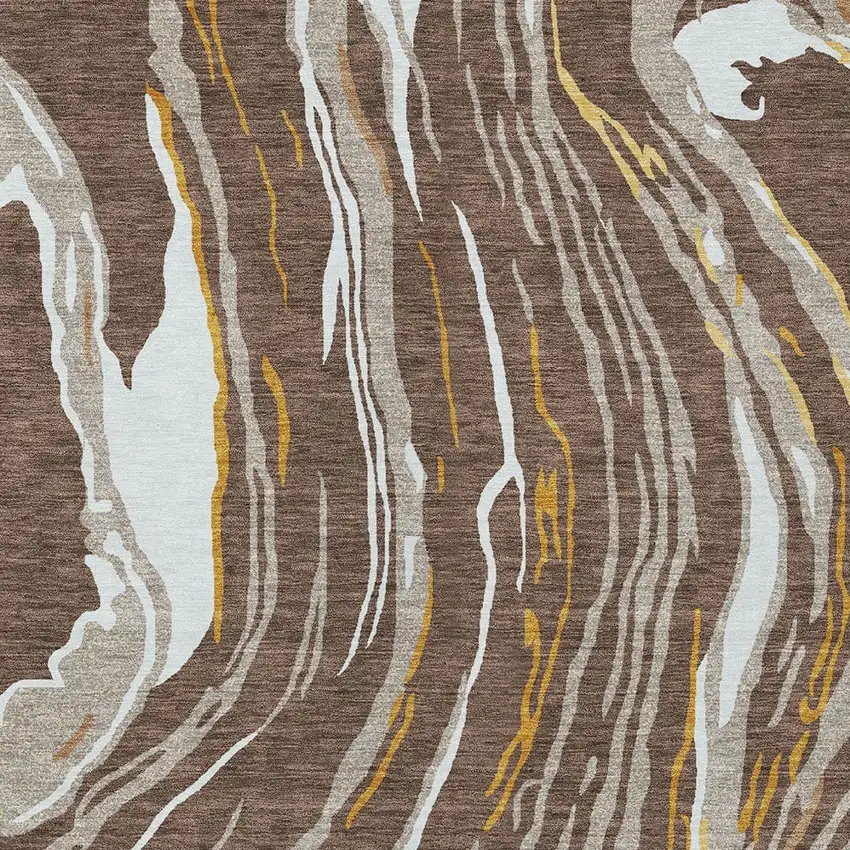Brown Beige And Ivory Abstract Washable Indoor Outdoor Area Rug Photo 7
