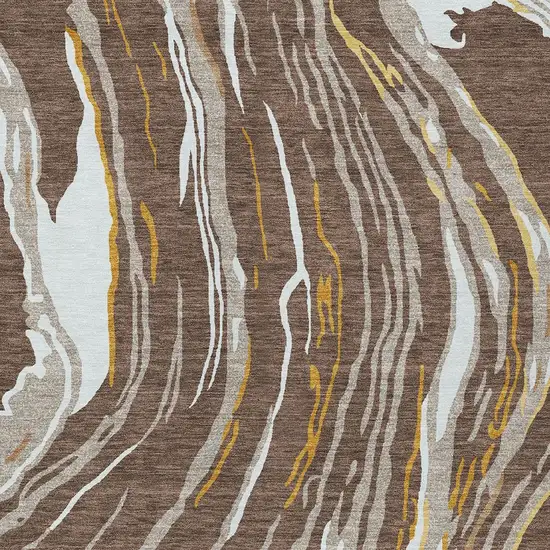 Brown Beige And Ivory Abstract Washable Indoor Outdoor Area Rug Photo 7
