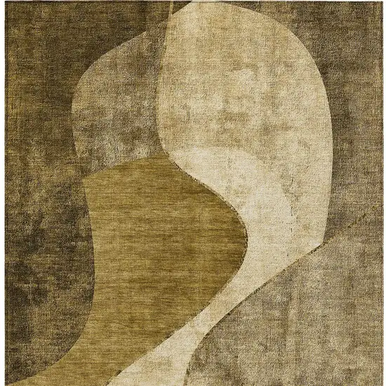 Brown Beige And Ivory Abstract Washable Indoor Outdoor Area Rug Photo 4