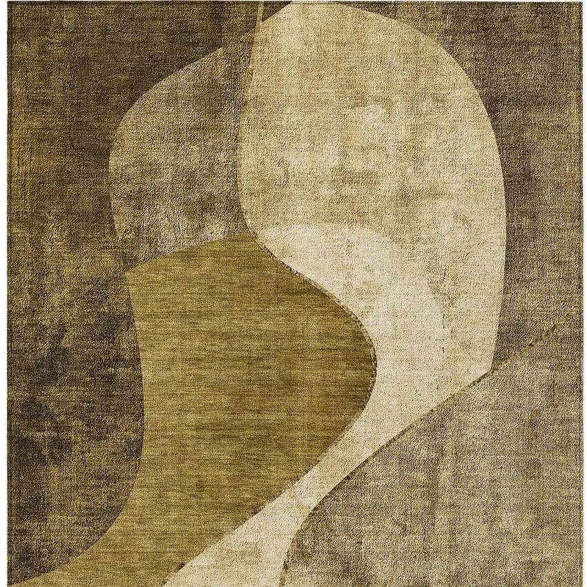 Brown Beige And Ivory Abstract Washable Indoor Outdoor Area Rug Photo 4