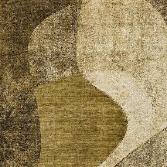 Brown Beige And Ivory Abstract Washable Indoor Outdoor Area Rug Photo 4