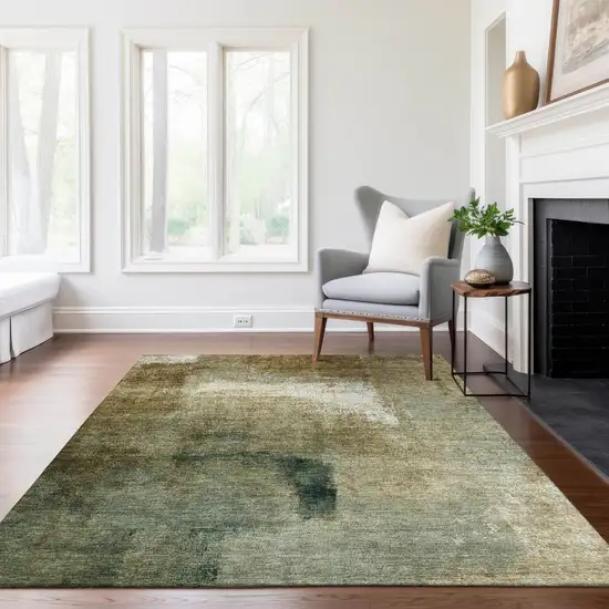Brown Beige And Ivory Abstract Washable Indoor Outdoor Area Rug Photo 9
